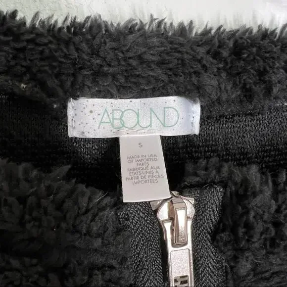 NWT NEW ABOUND Nordstrom Fuzzy Fleece half zip Pullover in Black - Picture 6 of 10